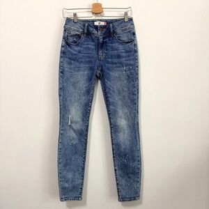 Cabi Cinch Skinny Jeans Size 4 Style 5492 Blue Bleach Spot 27x30 Mid Rise Trendy